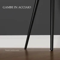 Set 2 Sedie per Sala da Pranzo Moderne con Braccioli, Seduta Imbottita e Gambe in Acciaio, 54x57x80cm, Nero
