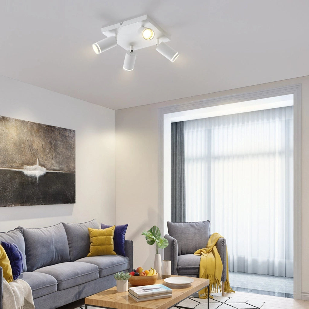 ZMH Faretto da soffitto bianco 4 lampadine faretto moderno GU10 orientabile per interni in metallo