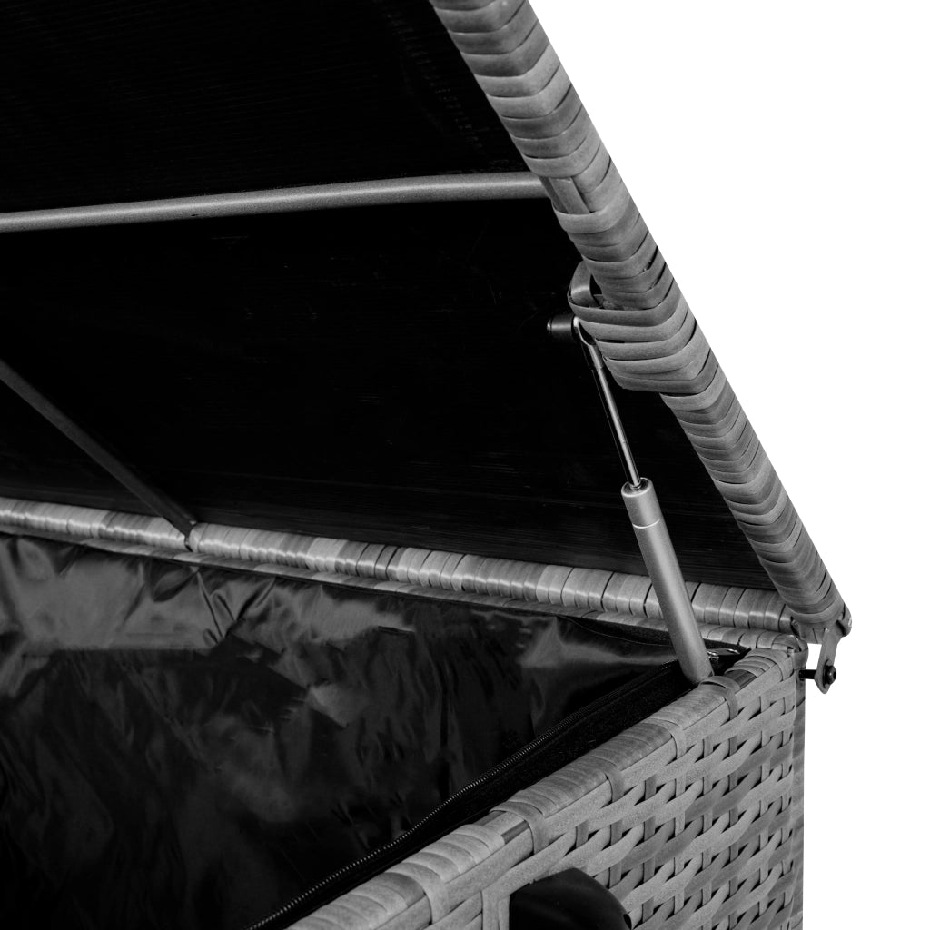 Box Contenitore Rattan Giardino 700L Grigio Baule Esterno con Rivestimento