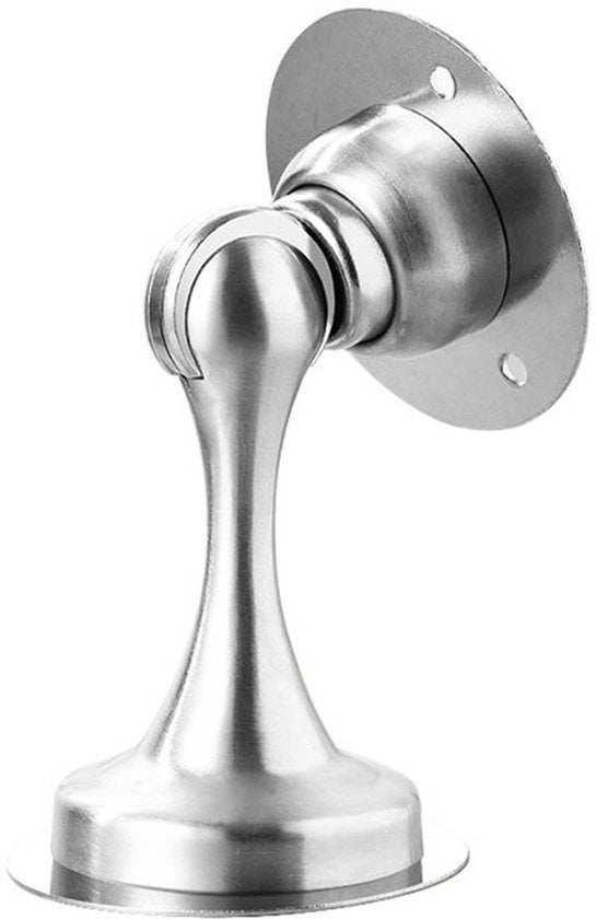 Deurstopper magnetica senza perforazione, con adesivo doppio lato, in acciaio inossidabile, colore argento.