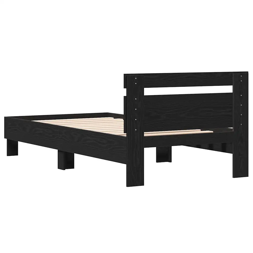 Struttura del letto con testiera Rovere Nero 193 x 95 x 88 cm 874123