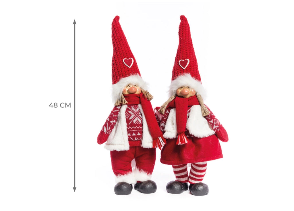 Coppia Pupazzo Bambola Arredo Decorativo Natalizio Modello Lullaby Lui e Lei 48cm - Coppia Pupazzo - Rosso
