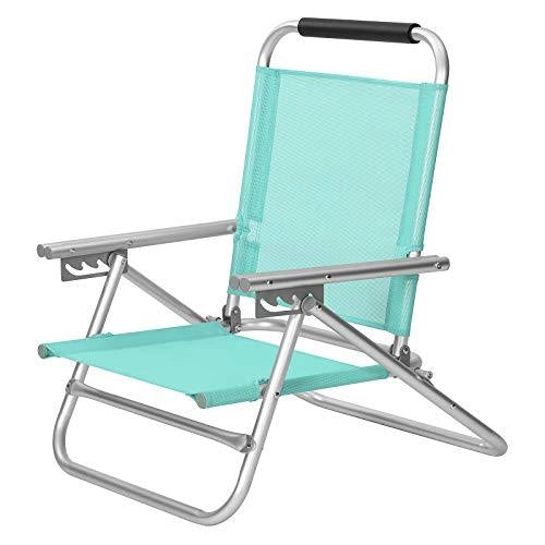 Sedia da spiaggia portatile pieghevole seduta da esterno schienale regolabile in 4 posizioni con braccioli tessuto traspirante e confortevole portata 150 kg verde 12_0001660