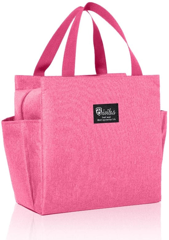Borsa Isolante per Picnic, Rosa, Borsa da Pranzo Portatile, Borsa Refrigerata, Organizzatore con Contenitore per Bottiglie per Lavoro, Scuola, Picnic