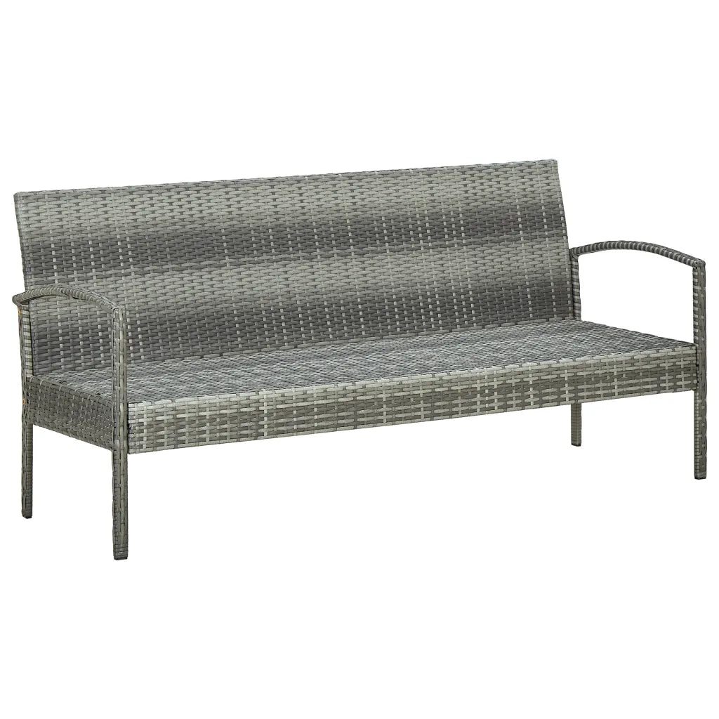 Divano da Giardino a 3 Posti con Cuscini in Polyrattan Grigio 45792