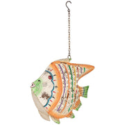 Portacandele pesce in ferro multicolore dipinto a mano 52x10x42 cm