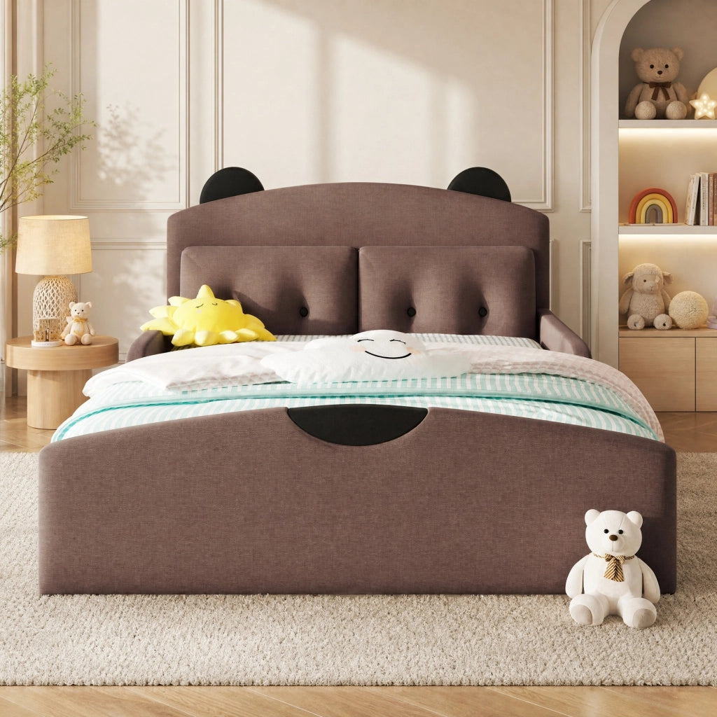 Letto a piattaforma 140x200 cm con testiera a orsetto