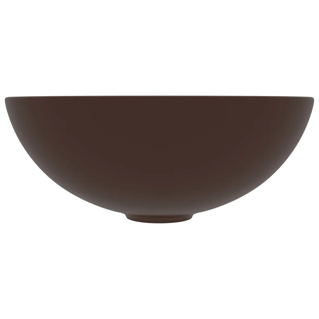 Lavandino da Bagno in Ceramica Marrone Scuro Rotondocod mxl 127397