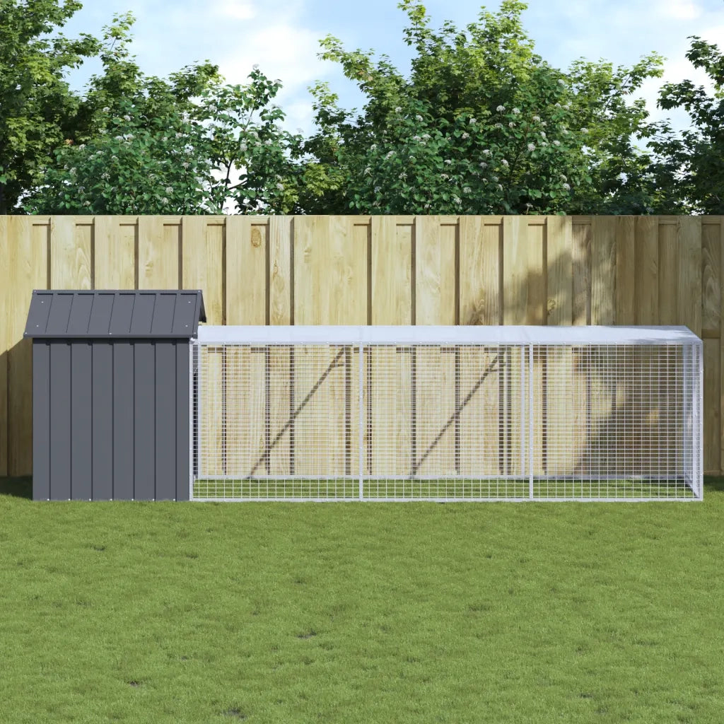 Pollaio con Area Corsa Antracite 117x405x123 cm Acciaio Zincato 3189069