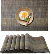 Set di 6 piatti da tavola in plastica antiscivolo, lavabili, 45 cm x 30 cm, nero (grigio, 6 pezzi)
