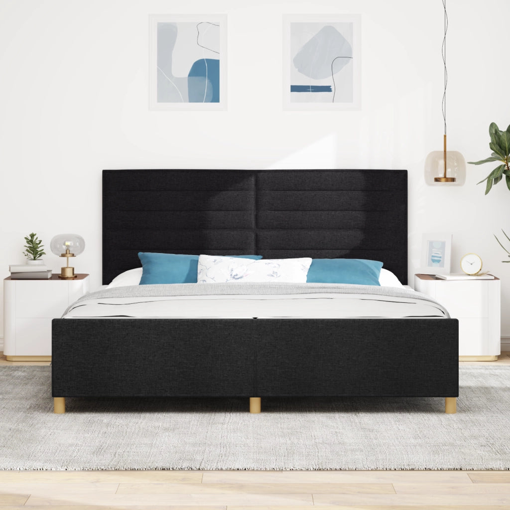 Struttura Letto in Tessuto Nera  200x200 cm