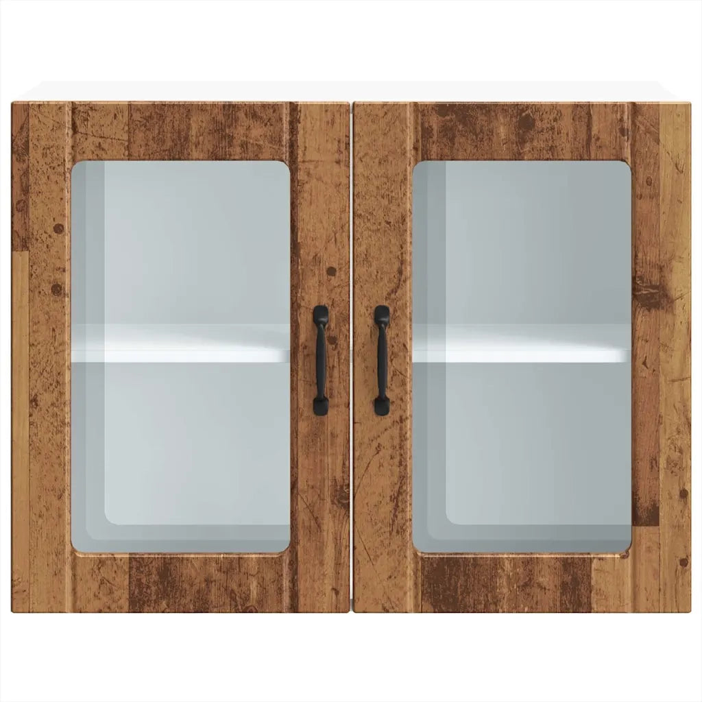 Pensile da Cucina con Porta in Vetro Lucca Legno Vecchio 853855