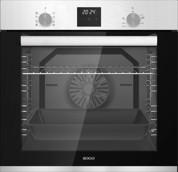 Forno elettrico da incasso 80 litri con controllo digitale, 8 funzioni cottura, classe energetica A, pulizia a vapore - SOGO