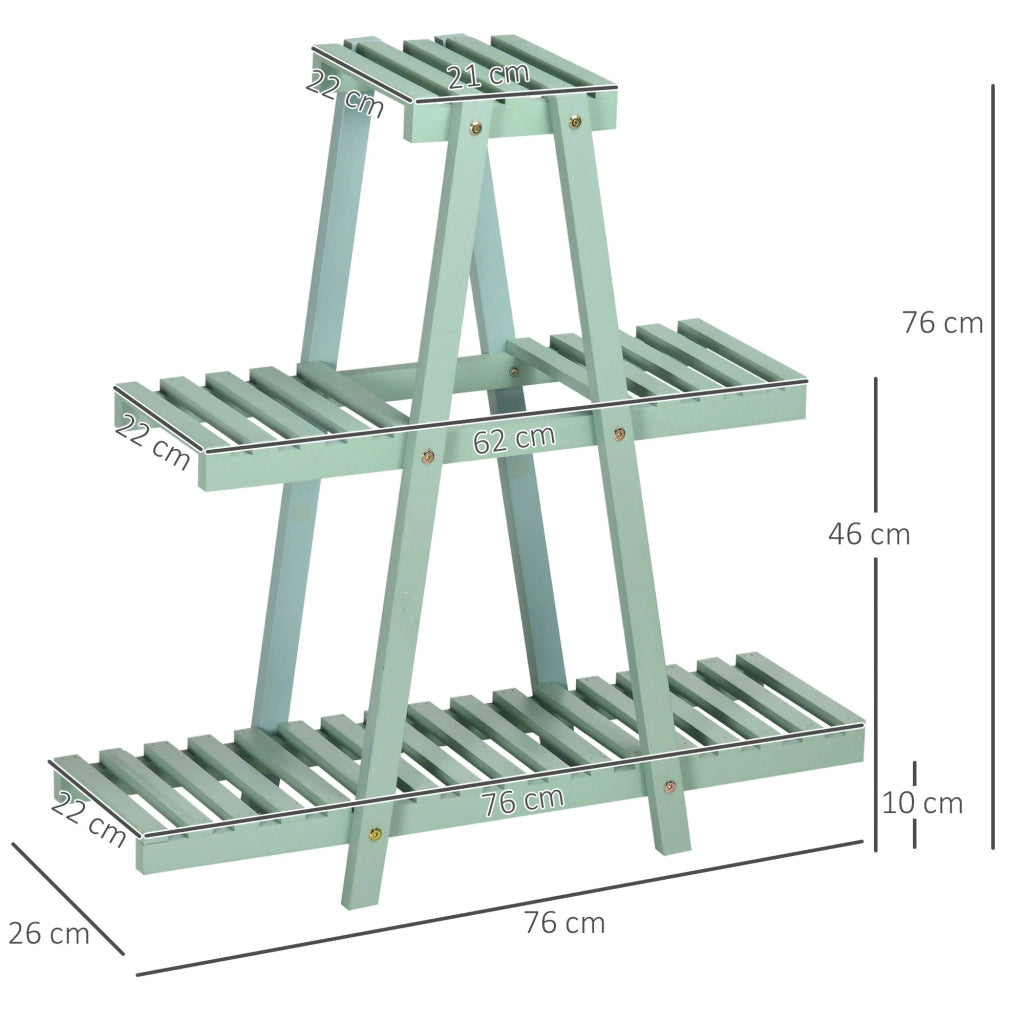 Portapiante a 3 Livelli 76x26x76 cm  in Legno di Abete Verde Chiaro