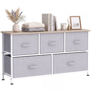 Cassettiera Tessuto 5 Cassetti ¨C Zephmum ¨C Grigio 100x30x54 cm