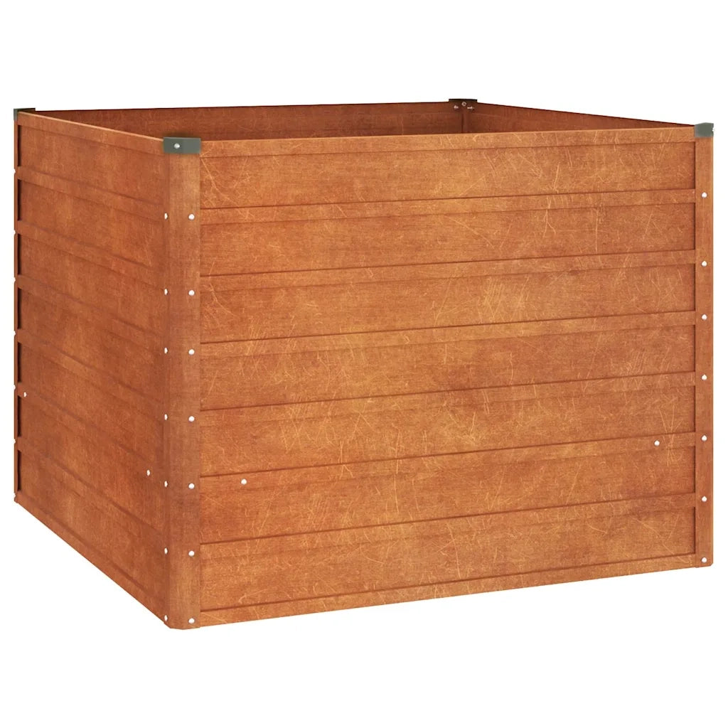 Letto Rialzato da Giardino Ruggine 100x100x77 cm Acciaio Corten 151948