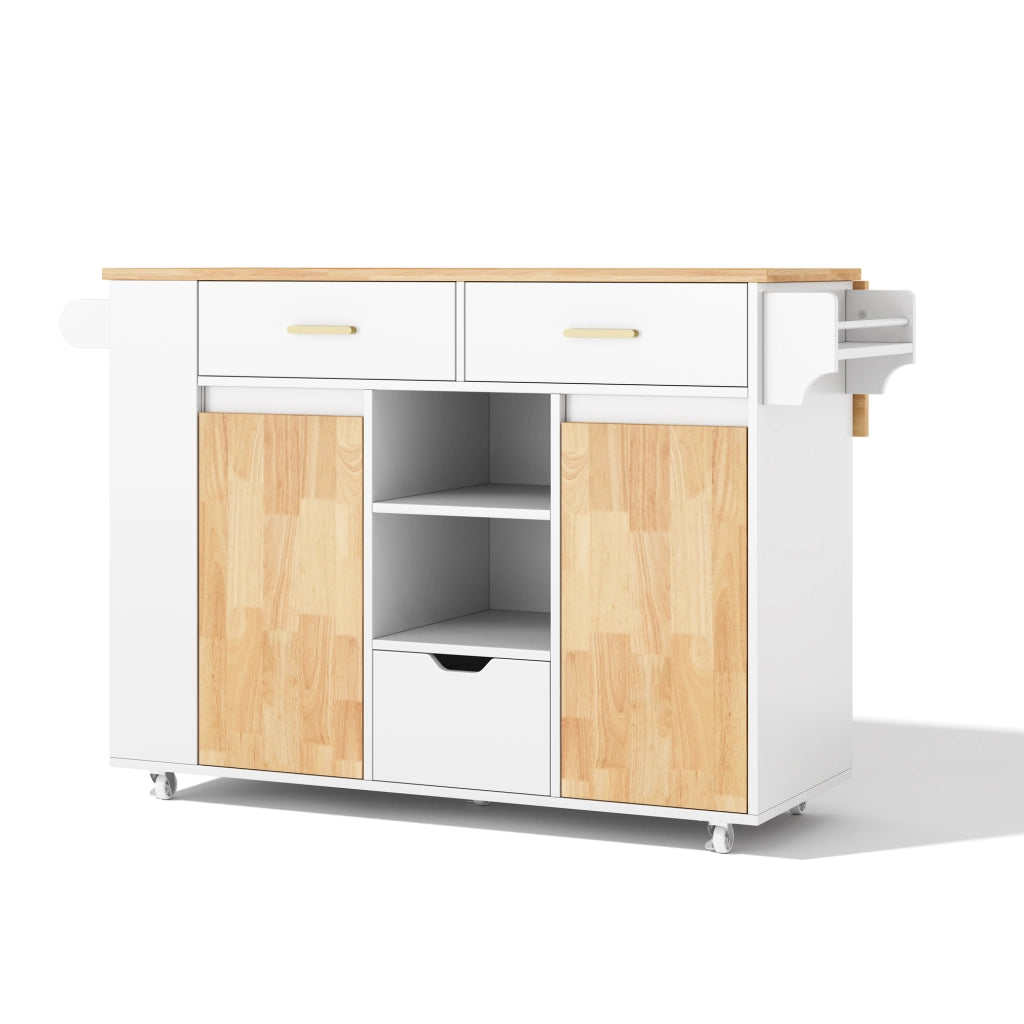 Mobile contenitore da cucina con 3 cassetti; 3 vani e ruote frenanti in MDF bianco