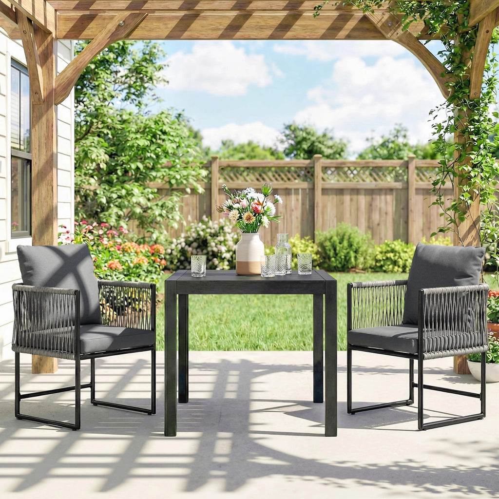 Set 2 Sedie da Giardino con Cuscini e Braccioli ¨C zephmum ¨C Polyrattan Grigio Scuro 52x52x66 cm