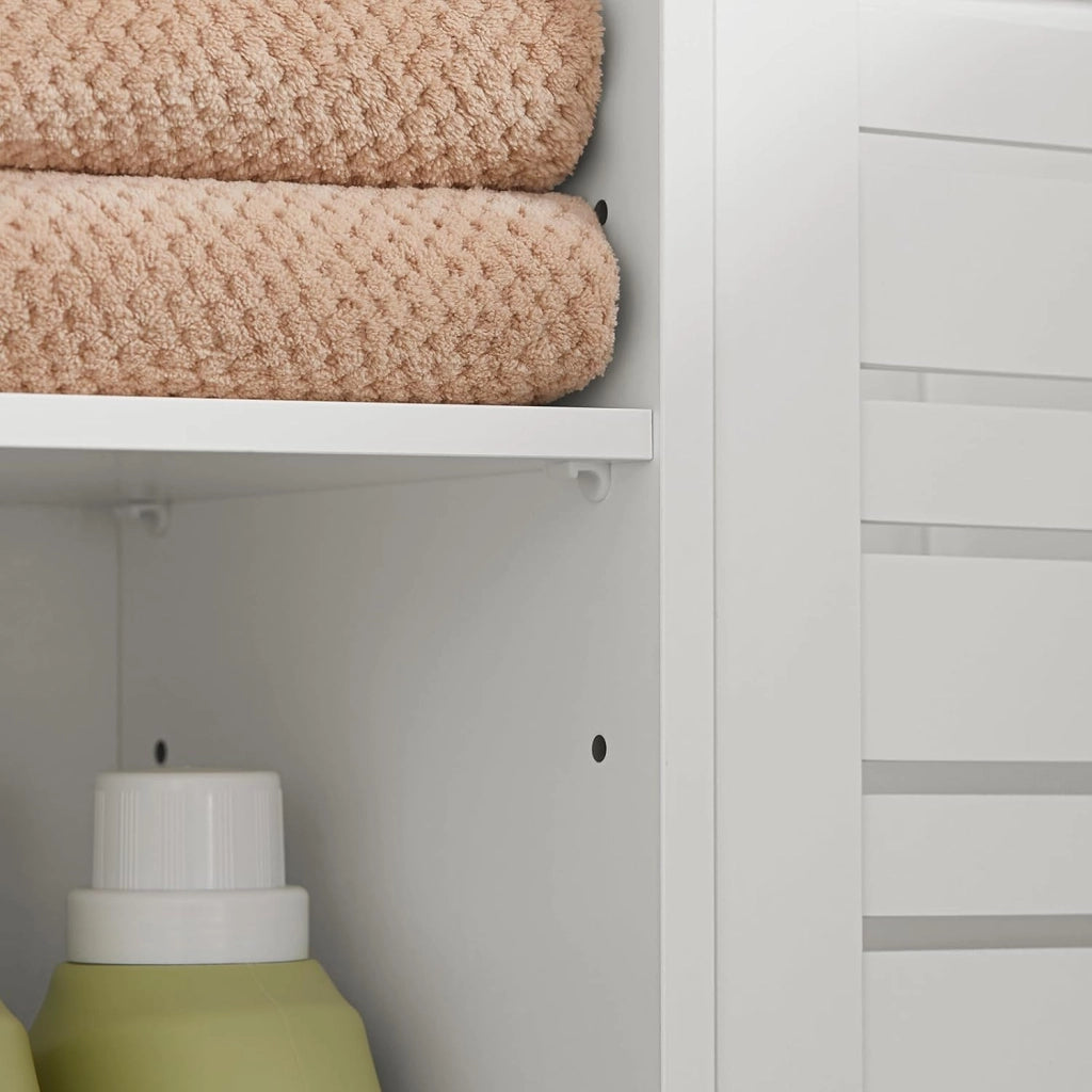 Mobile Alto Bagno – Armadio Bagno Salvaspazio con Ripiani Regolabili – Grande Capacità in Legno Resistente all’Umidità, per Cucina, Soggiorno, Bianco, 60x160x30 cm, BZR44-W