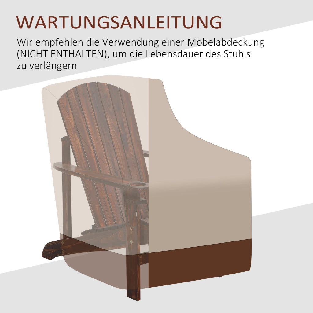 Poltrona Adirondack in legno carbonizzato con portabicchieri; 72 x 95 x 93 cm; poltrona da balcone resistente