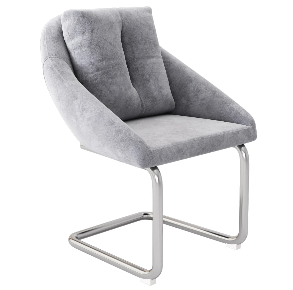 Set di 4 sedie in velluto con struttura in metallo; ergonomiche e confortevoli; grigio