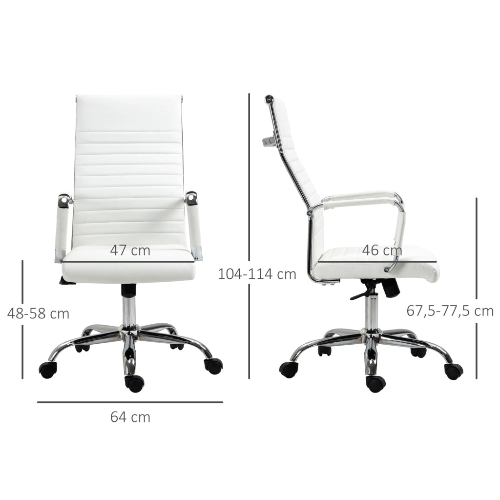 Sedia da ufficio ergonomica con funzione oscillante e ruote 360°, pelle sintetica bianca