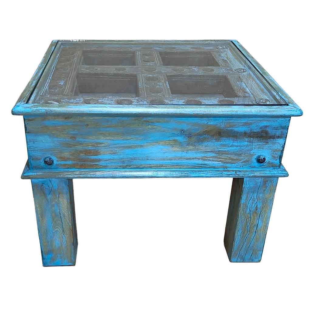 Tavolino da caffè in legno fatto a mano 57x57x45h cm