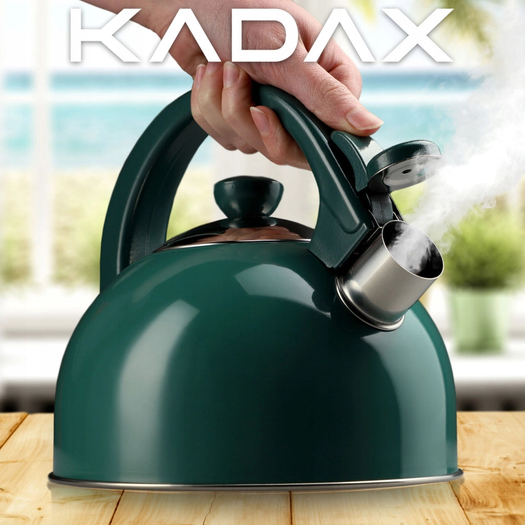 Bollitore a gas/induzione KADAX con fischietto, 1,7 l, acciaio verde tradizionale