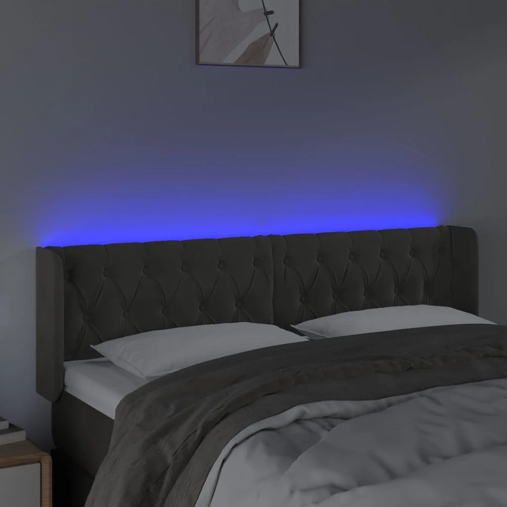 Testiera a LED Grigio Scuro 147x16x78/88 cm in Velluto 3123621