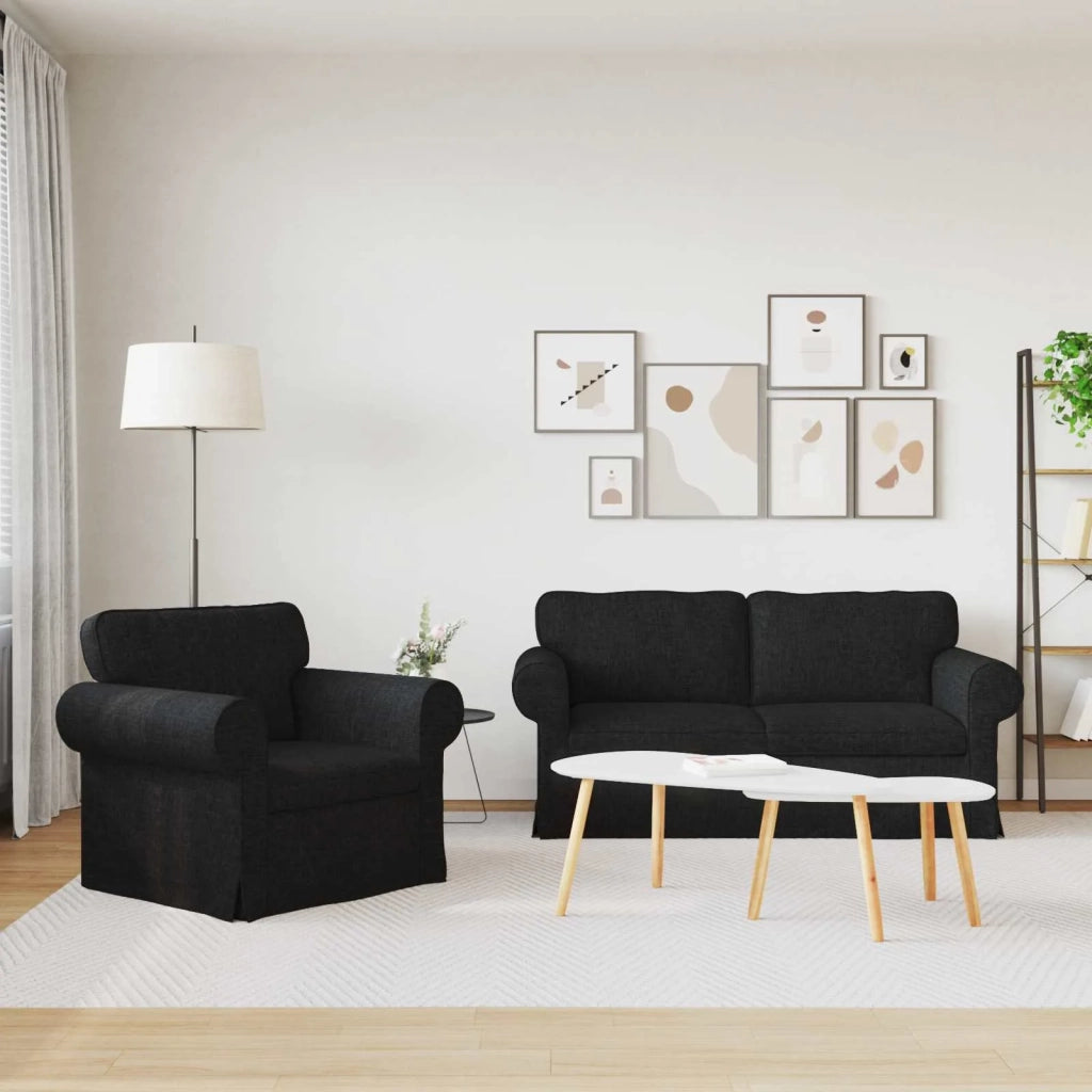 Set di divani 2 pcs Nero 175 x 82 x 80 cm Tessuto