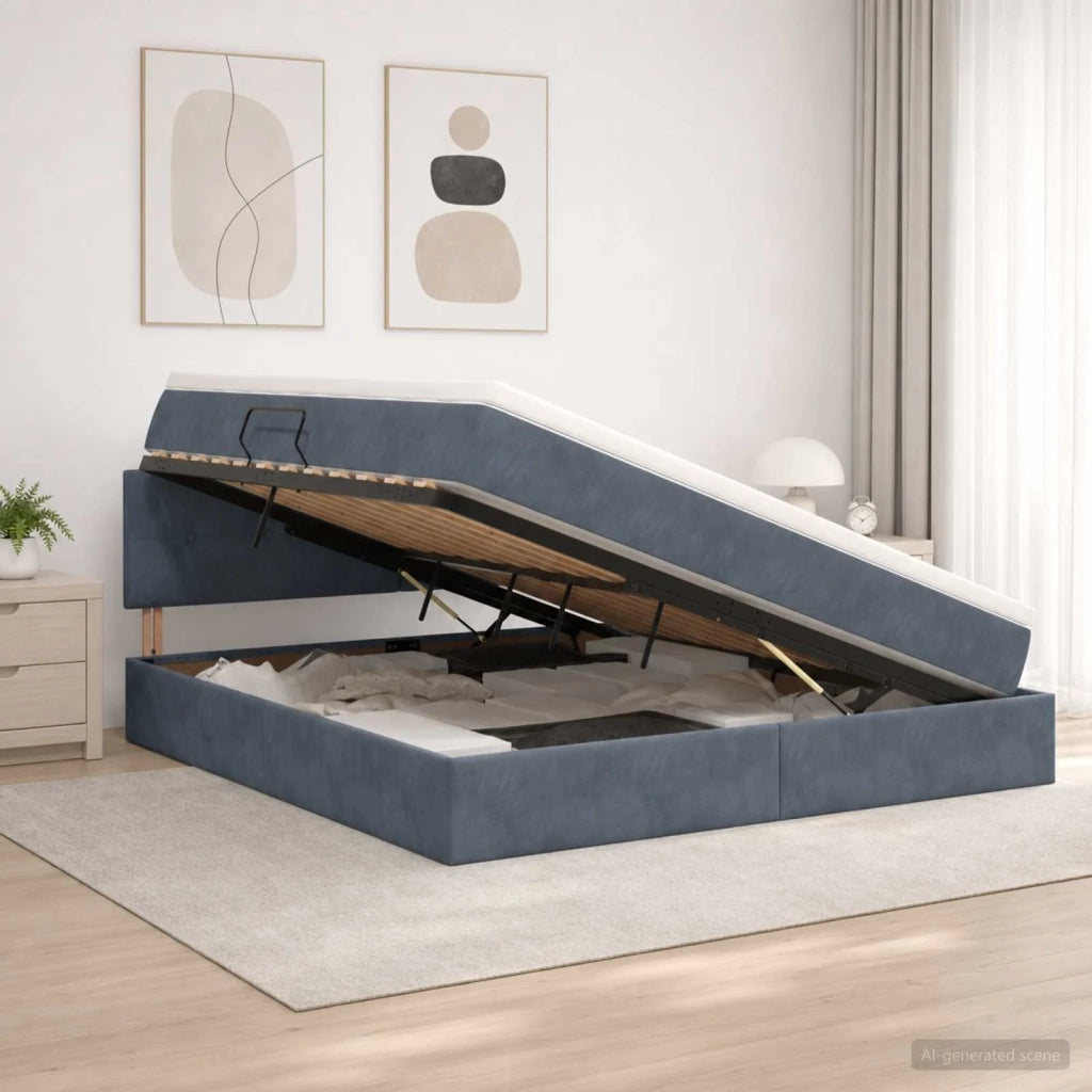 Letto con Contenitore Grigio Scuro 140 x 190 cm Velluto 3458806