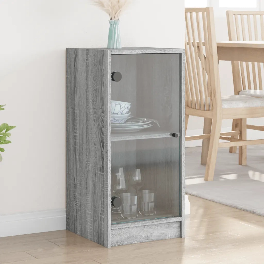 Mobile con Ante in Vetro Grigio Sonoma 35x37x75,5 cm 836404