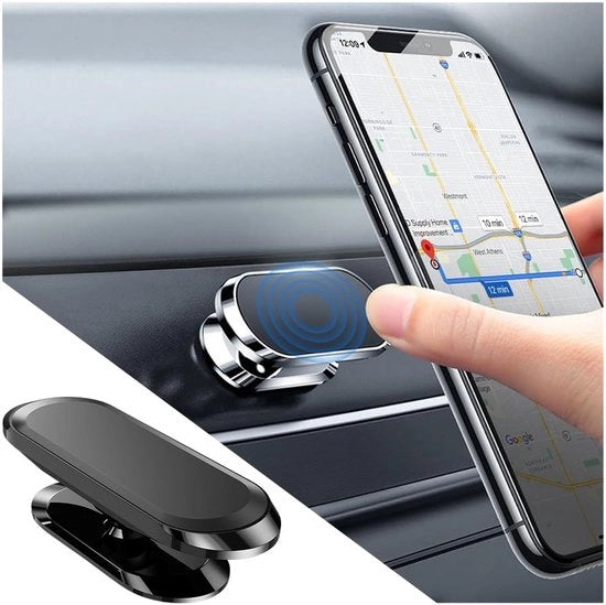 Supporto per Telefono cellulare magnetico auto- regolabile 360° - Supporto per Smartphone - Magnetico - Regolabile - Peso 47,5 g - Nero - Zinklegering/Siliconen - Leggero