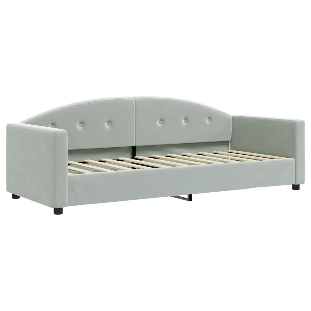 Divano Letto Estraibile Cassetti Grigio Chiaro 80x200cm Velluto