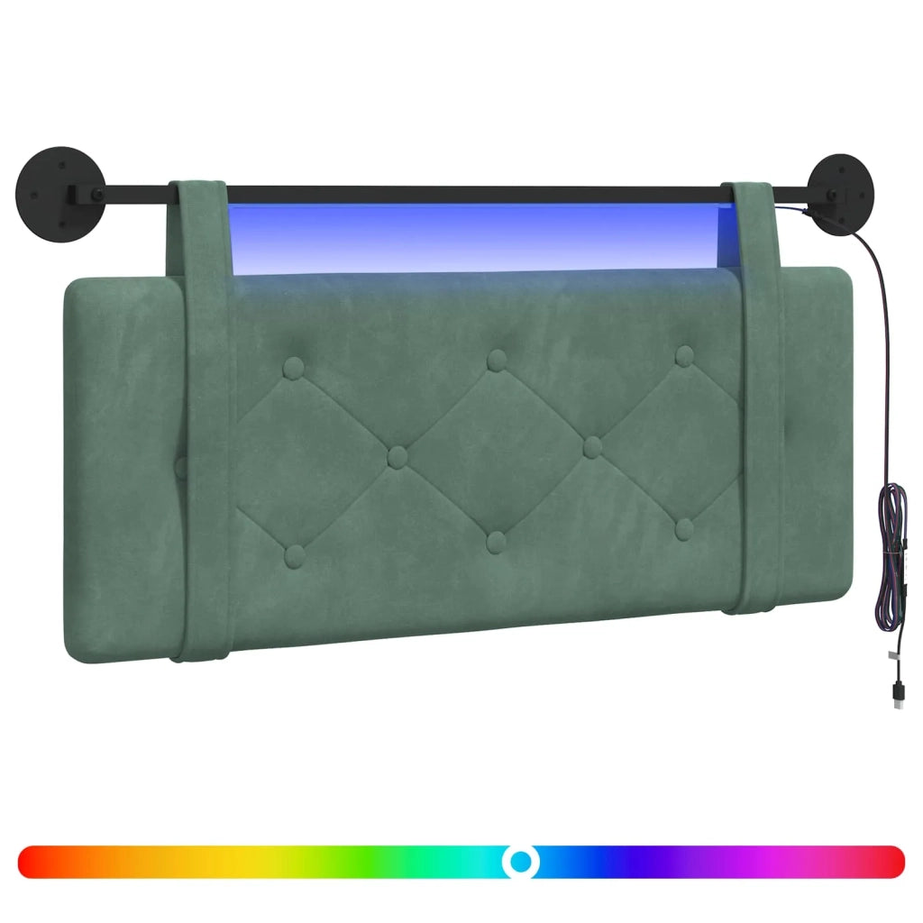 Testiera sospesa Con luce LED Verde Mare Velluto