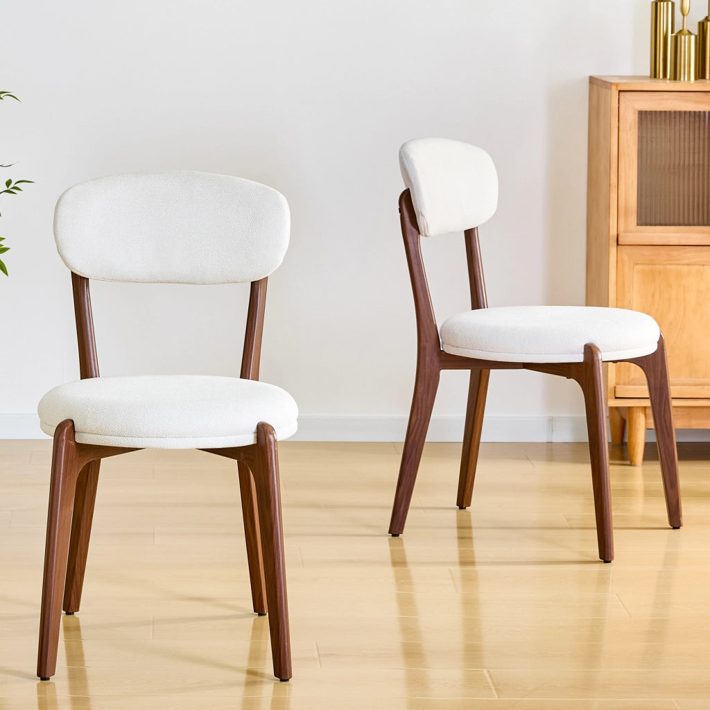 Set 2 Sedie da Pranzo in Tessuto di Lino Imbottite ¨C Xylo ¨C Stile Moderno, Beige