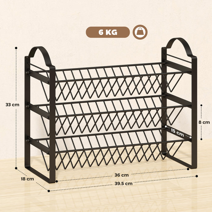 Portaspezie da Cucina a 3 Livelli 39,5x18x33 cm con Ripiani Inclinati in Metallo Nero