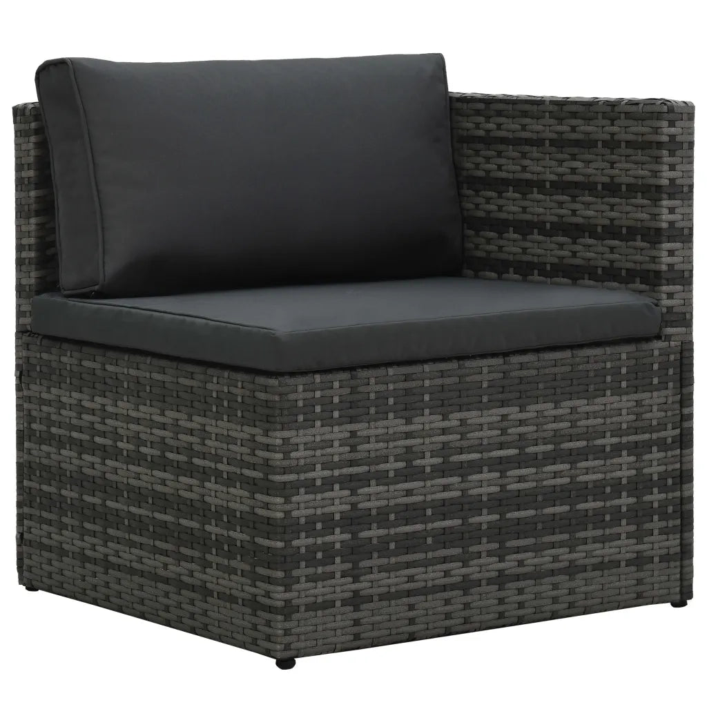 Set Divani da Giardino 5 pz con Cuscini in Polyrattan Grigio 48148
