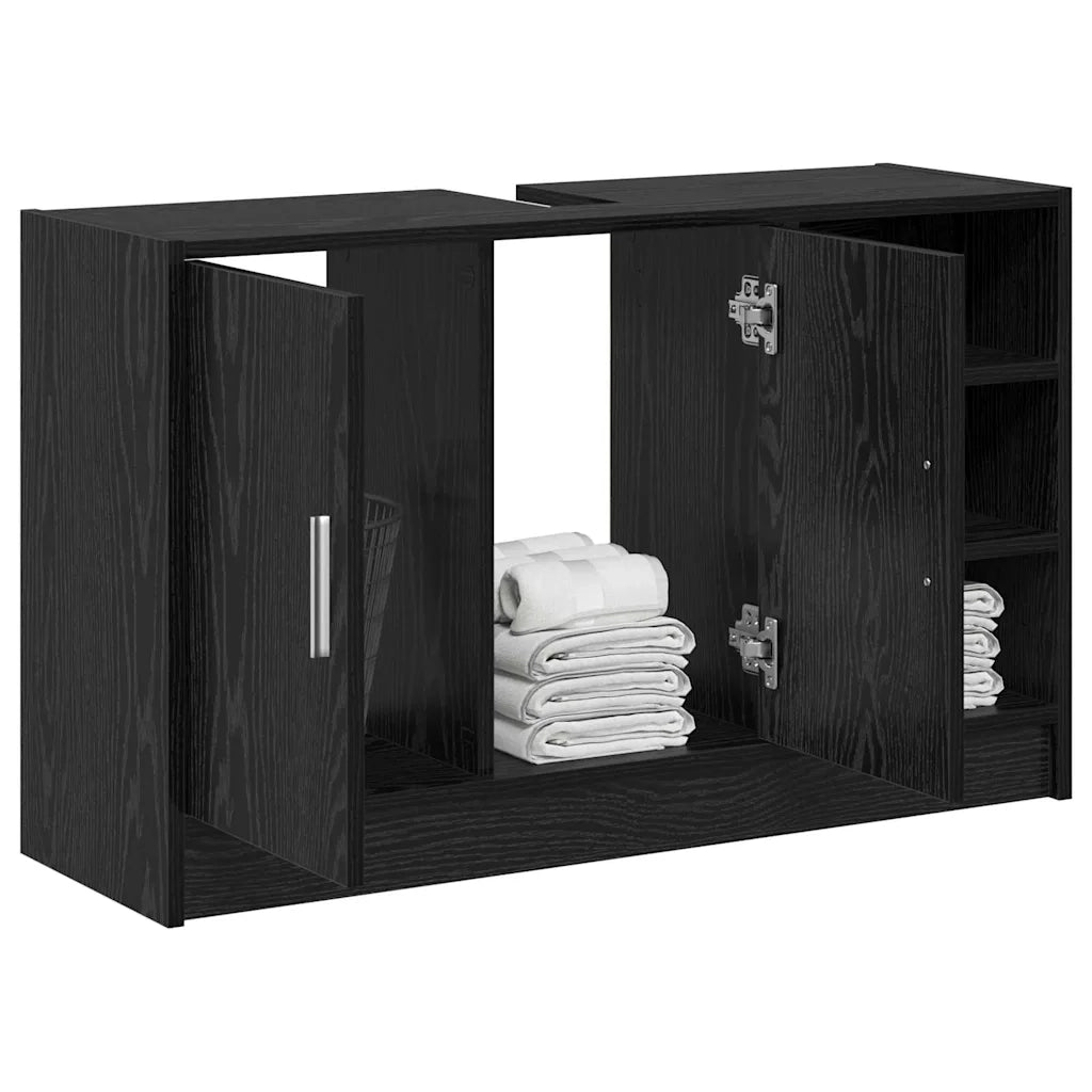 Mobile da Bagno Rovere Nero 90 x 29 x 55 cm Legno multistrato 869211
