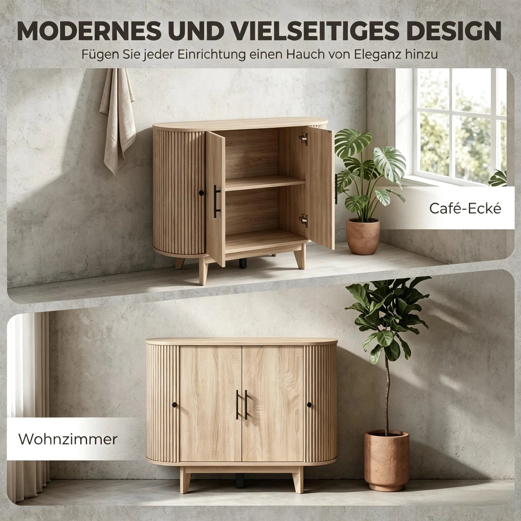 BUFFET 90x40x76 cm in MDF effetto rovere naturale e nero
