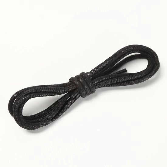 Due paia di cinture per scarpe sottili, tondeggiate e verniciate, con diametro 2,5 mm per scarpe eleganti, oxford, brogue, derby, martin, oxford o desert boot (0,9 m) - nero - 0,9m