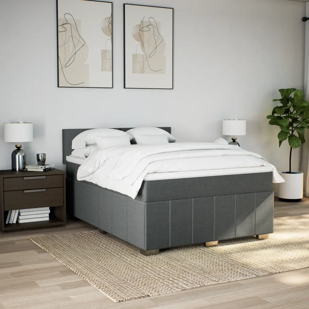 Giroletto a Molle con Materasso Grigio Scuro 140x190 cm Tessuto 3289357