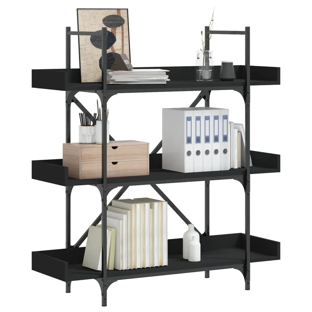 Libreria a 3 Ripiani Nera 100x33x108,5 cm in Legno Multistrato 837687