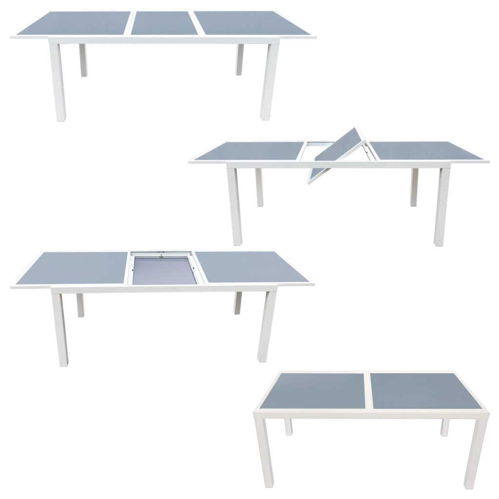 Set di mobili da giardino allungabili in textilene grigio FIRENZE 8 posti - alluminio bianco