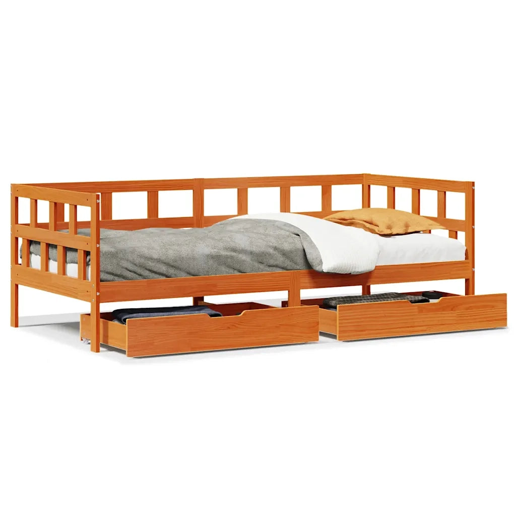 Divano Letto con Cassetti senza Materasso 90x200 cm Legno 3302089
