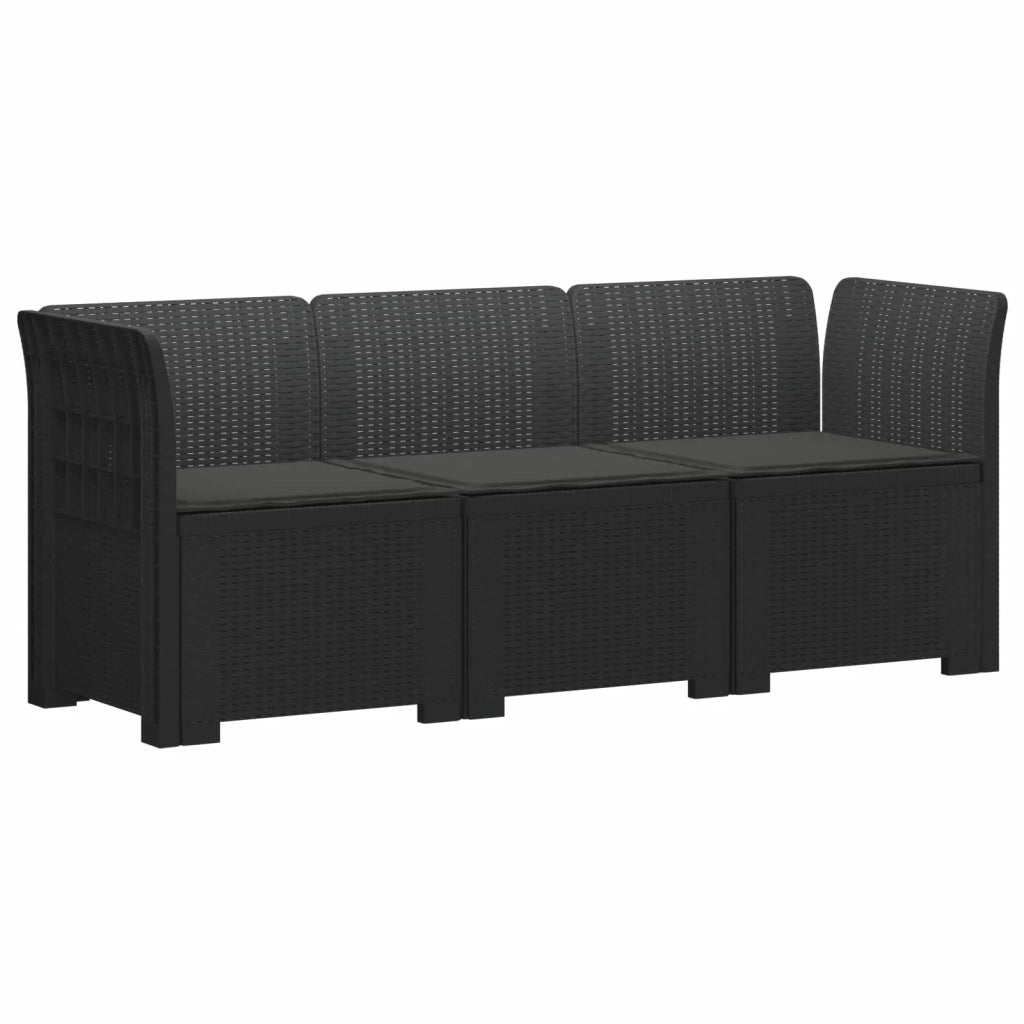 Divano da giardino 3 posti con cuscini in look rattan PP 3443819