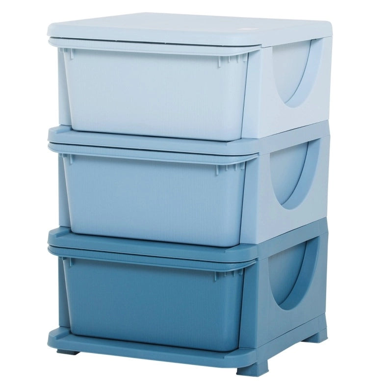 Mobile contenitore per bambini con 3 cassetti blu
