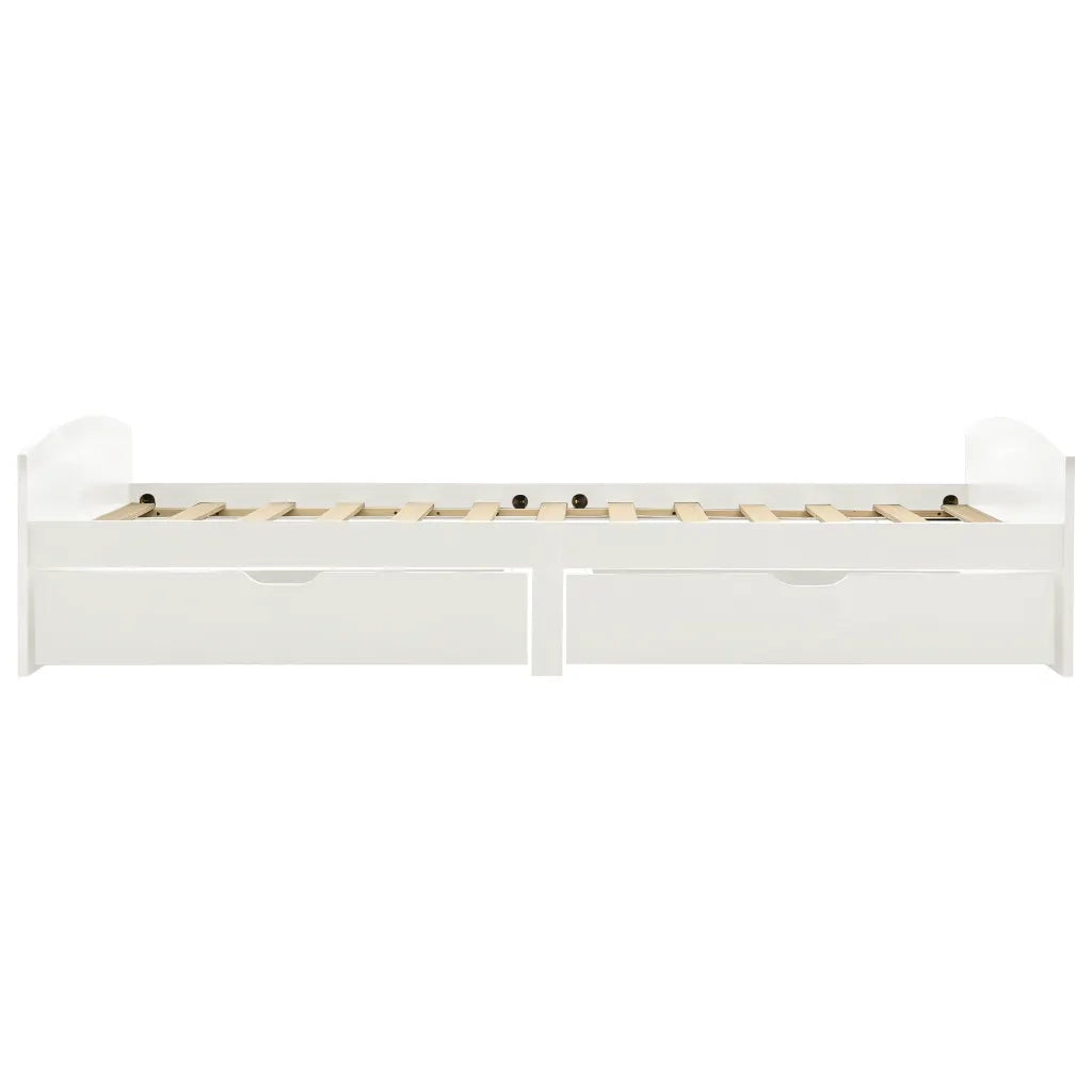 Giroletto con 2 Cassetti Bianco in Legno di Pino 90x200 cm 322155