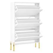 Mobile Scarpiera con 3 Ante senza Maniglie e Ripiani Doppi; Stile Moderno; in MDF; 73×24×120 cm; Bianco