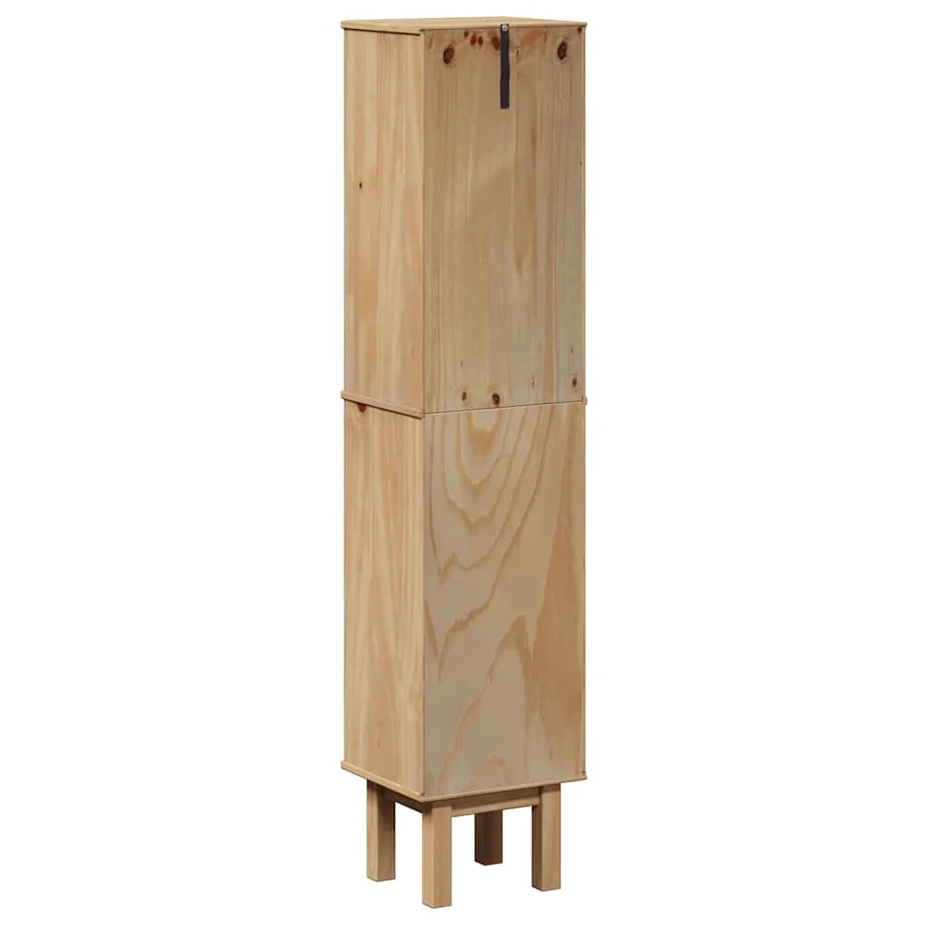 Mobiletto da bagno dal design rustico con contenitore ergonomico 35 x 30 x 159 cm legno massello color miele 02_0057610